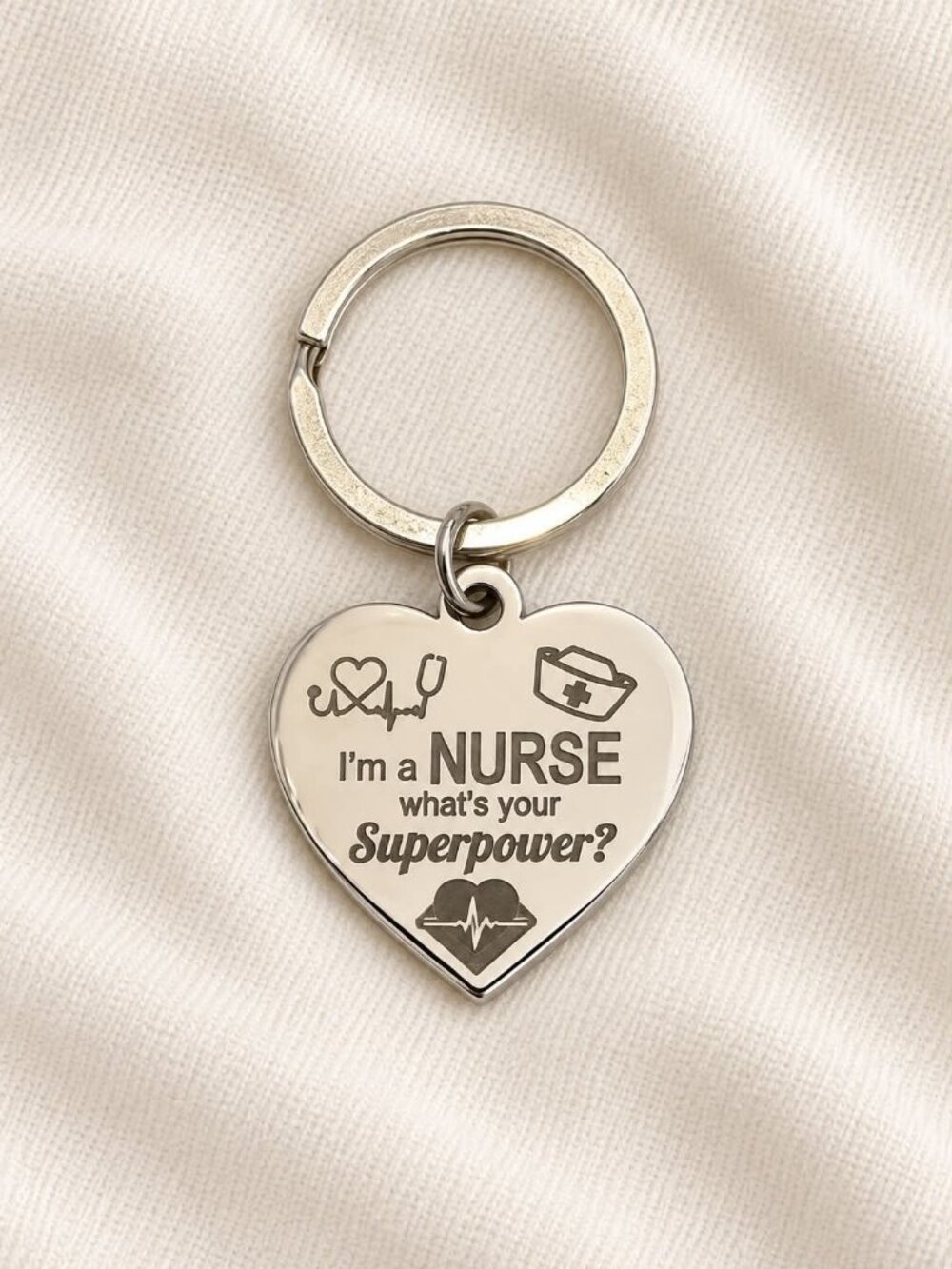 Nurse Superpower Heart Keychain